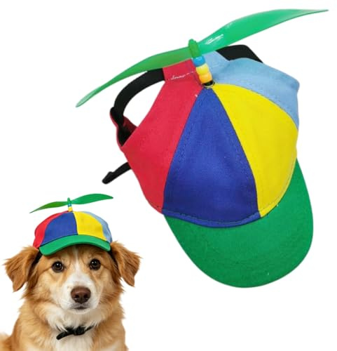 Propeller Cap Hundemütze Sommer, Verstellbare Mütze für Hunde Katzen, Praktischer Schirm mit Abnehmbarem Propeller für Hunde, Sonnenhut Hund, Hundekappe Cap für Outdoor & Party