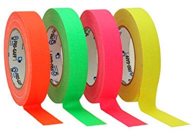 ProTapes/Permacel 24mmx25 yard Fluorescent Gaffer Cloth Tape - Green/Orange/Pink/Yellow