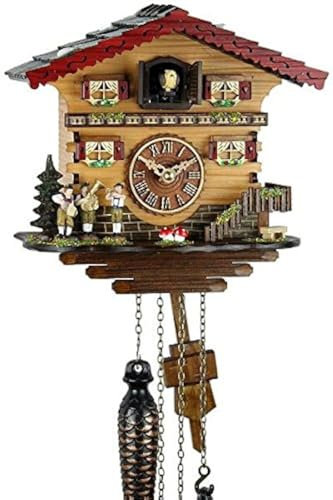 Eble Kuckucksuhr Kuckuckuhr Echtholz NEU batteriebetriebenes Quartzwerk Kuckuckruf Musikanten 21cm- 18670