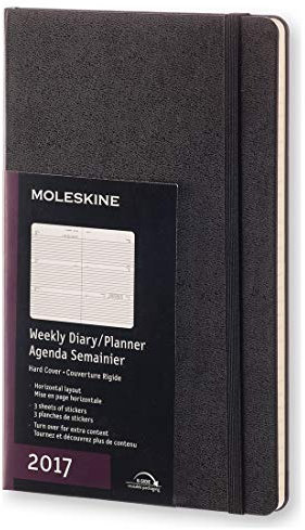 Moleskine Wochenkalender, Taschenkalender, 12 Monate 2017, Horizontal, Groß, A5, Hard Cover, schwarz