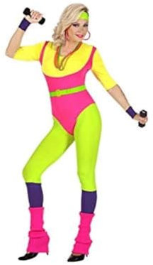 W WIDMANN MILANO Party Fashion - Kostüm 80er Jahre Aerobic Trainerin, Sportler, neon, Bad Taste Outfit