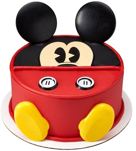 DecoSet® Disney Mickey Mouse Cake Topper Set 7-teilig mit Ohren, Augen, Knöpfen und Schuhen aus lebensmittelechtem Kunststoff