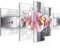 Runa Art Bild Wohnzimmer Schlafzimmer Blumen Orchidee 5 Teilig Abstrakt Grau Rosa Wandbilder auf Vlies Leinwand 008353a