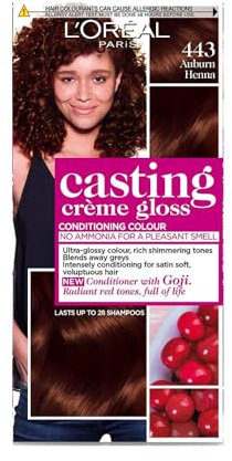 LOREAL CASTING CRÈME GLOSS SEMI PERMANENT HAIR DYE COLOUR AUBURN 443