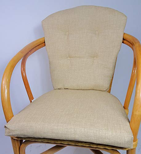 Rattani - Ersatzpolster, Polster, Kissen für Rattansessel/Rattanstuhl Mod. Melina, Nuevo Loneta beige - Made in EU