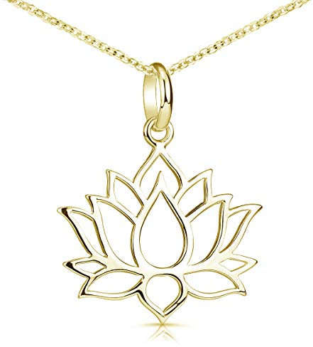 Materia Lotusblüte Schmuck Anhänger gold 925 Silber vergoldet KA-69-Gold_K61-60 cm