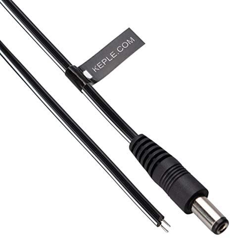 Keple Gleichstrom-Verlängerungskabel DC Netzteil 2,1mm / 5,5mm 2m Stecker auf Nackten Stecker CCTV-Netzkabeladapter Kompatibel mit CCTV Security Camera, IP Camera, DVR, LED Strip, Monitors (2m)