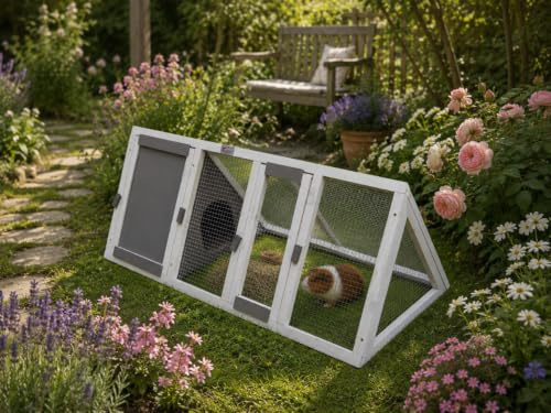 Bunny Business Apex Run with Enclosure Rabbit/Guinea Run Hutch Hutches, 4ft Triangular Runs (GREY)
