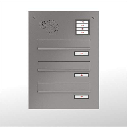 RENZ / 3er Mauerdurchwurf-Briefkasten Durchwurf-Postkasten mit Sprechfeld/RAL-Farbe 9007 Kastenbreite 300 mm/Tiefe 270-405 mm/Stahl - aufklappbar/Dein-Briefkasten.de