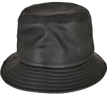 Flexfit Unisex Hut Imitation Leather Bucket Hat Black one Size