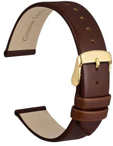 WOCCI 12mm Elegante Cinturino per Orologio con Fibbia Oro (Caramello Marrone)