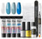 RSTYLE Nail d'extension Gel Kit, 11pcs Poly Nail Gel Unghie Kit Complet 4 Couleurs Transparent Bleu 15g UV Soak Off Nail Extension Gel Set Ongles Gel Art avec Top Base Coat Solution de glissement