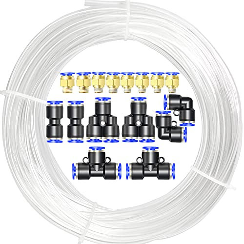 ERGAOBOY Bright 10M Polyurethan PU Luftschlauch Rohr Kit, 6 mm Außendurchmesser x 4 mm Innendurchmesser mit 16 Anschlusssätzen