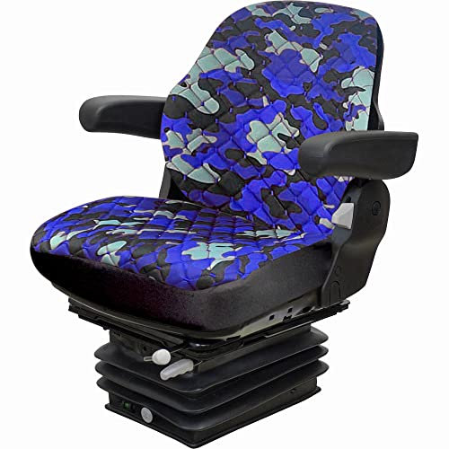 Binbir Trend Housse de siège de tracteur universelle et robuste pour armoire de tracteur sans appuie-tête, housse de siège de chariot élévateur, motif camuflage, 4 couleurs (Camuflage bleu C2T-103))