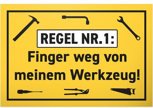DankeDir! Finger weg von Werkzeug - 30 x 20 cm Schild - Geburtstagsgeschenk Geschenk Freund Geburtstag Männer - Partydeko Geschenkidee Geburtstagsdeko Geburtstagskarte - Papa Vater