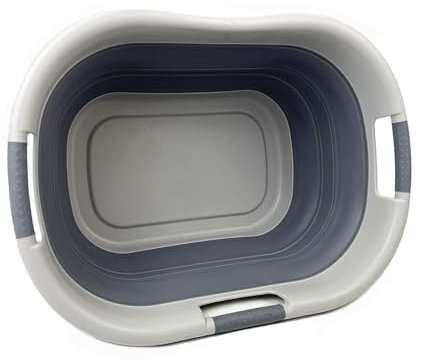 SAMMART faltbarer Wäschekorb aus Kunststoff, 40 l, zusammenklappbarer Pop-Up-Aufbewahrungsbehälter/Organizer – tragbare Waschwanne – platzsparender Wäschekorb (1, Grau/Dunkelgrau)