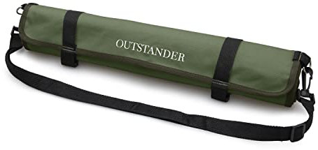 OUTSTANDER Chefs Knife Roll Bag with 11 Slots, Heavy Duty 16OZ Waxed Canvas Knives Case for Camping, Waterproof Storage Tool Wrap for Equipment of Chef, Comes with Shoulder Strap (Green)