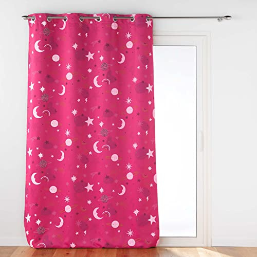 douceur d'intérieur, Moonlight Ösenvorhang, 140 x 260 cm, Fuchsia, blickdicht, bedruckt