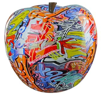 Casablanca Dekoobjekt Street Art Apfel aus Kunstharz - Mehrfarbig - Höhe 28cm x Breite 29cm - Graffitimotiv