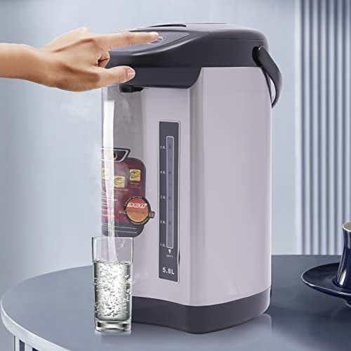 KOLHGNSE Dispensador de agua caliente de acero inoxidable de 4 l, hervidor de agua de 750 W, termo, control de botones, tanque de agua, termopot eléctrico para el hogar, escuela, oficina, hotel