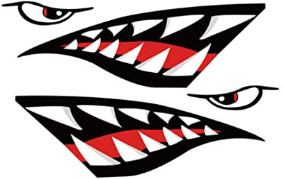 Hai-ZäHne-Mund-Aufkleber + Skelett-Fisch-Aufkleber, Wasserdichter Hai-Auto-Aufkleber, Langlebig, Fahrrad-Hai-Aufkleber, Lustige Vinyl-Aufkleber FüR Kajaks, Kanus, Fischerboote