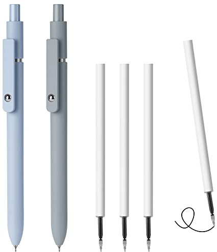 AUAUY 2 PCS Einziehbare Gelstifte, 0,5mm Gel Tintenstifte, Schnell Trocknende Tinte, Glatte Schreibstifte Schwarze Tinte mit 4 Zusätzlichen Nachfüllminen, Gelschreiber für Schule Büro Zuhause Geeignet