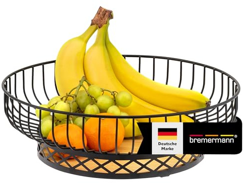 bremermann Obstkorb, Obstschale rund, Ø ca. 33,5 cm, schwarz matt, Bambusboden