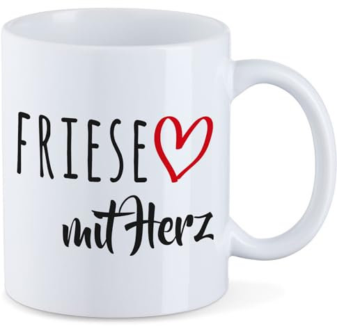 Huuraa Tasse Friese mit Herz Geschenk 330ml Weiß Friese Präsent