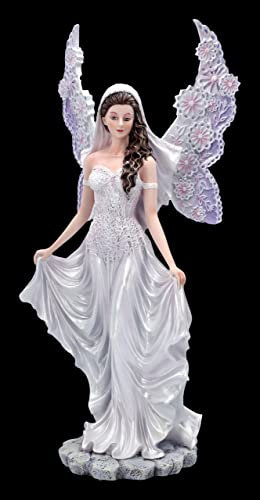 Elfen Figur Braut mit Schleier rosa | Elfe Figur Engel Fee Hochzeit Statue Deko Geschenk