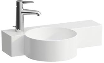 LAUFEN Val Handwaschbecken, ohne Hahnloch, Ablage rechts, mit Überlauf, schneidbar, 550x315mm, H815283A008131, Farbe: Weiß