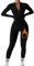 MAYROUND Damen Sport Jumpsuit Lang Eng Yoga Overall Langarm Sport Jumpsuit mit Reißverschluss Ski-Thermalsets Bodycon Strampler Sportanzug Jogginganzug Slim Fit Yoga Fitness