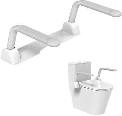 Heuffe Marco de Seguridad Plegable para Inodoro - Apoyabrazos Fijos con Soporte Estable, Montaje Súper Sencillo para Ancianos & Discapacitados