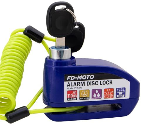 FD-MOTO Alarm Disc Lock & Reminder Cable Blue