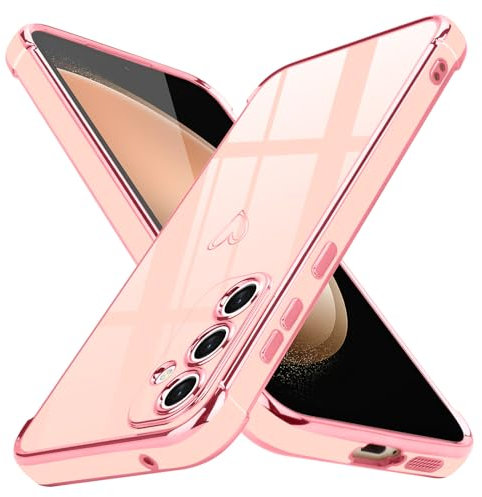 Lafunda Cover Compatibile con Samsung Galaxy S24 5G Custodia con protezione fotocamera Sottile Morbido TPU Silicone Antiurto Protettiva Case amore Paraurti Donne per Samsung S24 5G Rosa