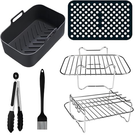 AUSYIWI Kit di accessori per friggitrice ad aria 10 pezzi da 7,6 a 9,5 litri senza olio, rivestimento antiaderente, lavabile in lavastoviglie, senza BPA