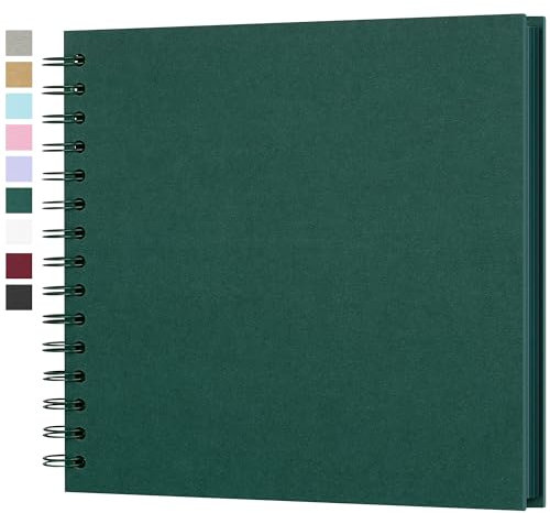 Fotoalbum zum Selbstgestalten, Scrapbook Fotobuch zum Einkleben 21 x 21 cm 40 Seiten, Archivqualität säurefrei DIY Geschenk für Baby, Familie, Jahrestag, Geburtstag, Valentinstag und Hochzeit, Grün