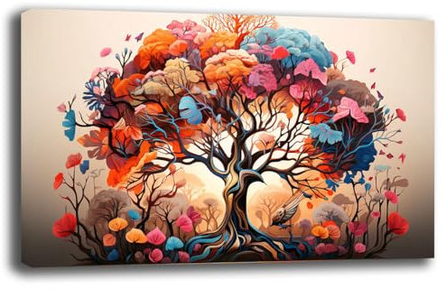 Quadro Moderno soggiorno ALBERO della VITA Astratto colorato Quadri moderni da Parete XXL grande Stampa su tela Canvas Decorazione Murale muro Arredo Camera da letto Salone (3, 50x100 cm)