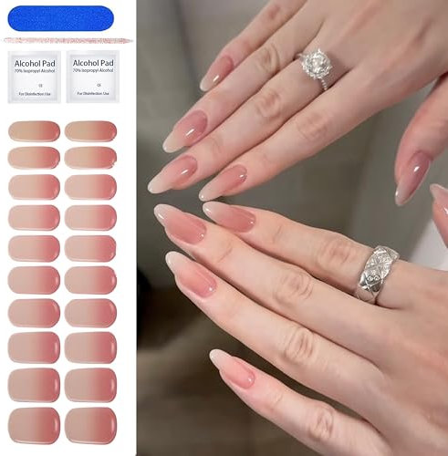 MrCuvaryas 20PCS UV Gel Nagelfolie, Nagelsticker - Fingernägel zum aufkleben - Rosa Nude Verlauf Nagelaufkleber für Hände, Nagelfolie Härtend mit Nagelfeile Stick für Nageldekoration (Pink Gradient)