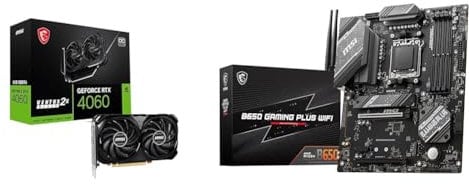 MSI GeForce RTX 4060 VENTUS 2X BLACK 8G OC Gaming Graphics Card - 8GB GDDR6X, PCI Express Gen 4 & B650 GAMING PLUS WIFI Motherboard, ATX - Supports AMD Ryzen 7000 Series Processors, AM5-14+2 D