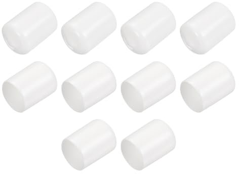 QUARKZMAN 10Pcs Embouts en Caoutchouc de 15 mm de Diamètre Intérieur, Couvercle d'Extrémité Rond en Vinyle, Protecteurs de Filetage de Vis Blancs