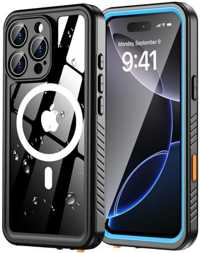 Oterkin Magnetic for iPhone 16 Pro Case[IP68 Waterproof][Built in Screen & Lens Protector][Fit for Magsafe]360° Full Body Sealed Protective Dustproof Shockproof Underwater Case for iPhone 16 Pro, Blue