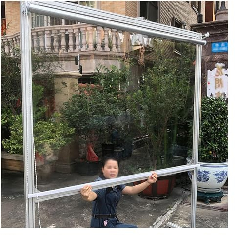 FENGZEQUAN Transparent Wasserdichtes Roll-Up-Rollo,Regenschutz PVC Rollläden,Durchsichtige Garten Pergola Türen,wetterfest,Seitenrollo Außenrollo,für Garten Gewächshaus(W135*H250cm/W53.14*H98.42in)