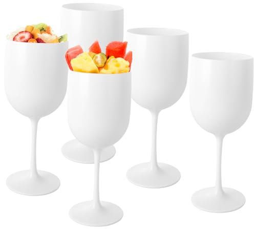 ASelected 5 Stück Plastik Weingläser 450 ML Weingläser Kunststoff Gläser Sektgläser Plastik für Events Partys Picknick Camping