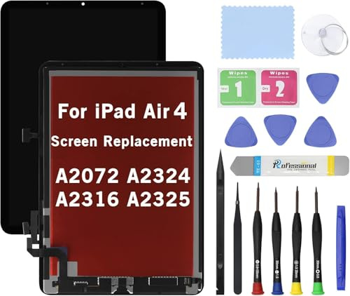 HOYRTDE Ersatzbildschirm für iPad Air 4 4. Generation A2072 A2324 A2316 A2325 11 Zoll LCD und Glas Touch Digitizer Premium Kit mit Werkzeugen – Schwarz