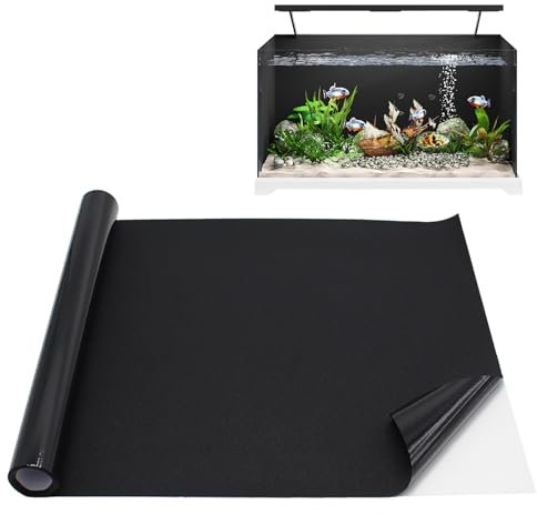 SEMGABO Aquarium Rückwandfolie Schwarz Statisch Haftender, 40x200cm Aquarium Hintergrund Generisch, Aquarium Hintergrundfolie, Aquarium-Aufkleber-Hintergrund für Aquarien