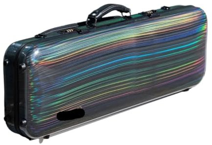 BELELUCKY Geigenkasten Geigenkoffer aus Kohlefaser, 4/4-Größe, Mehrfarbig, erhältlich mit Notentasche, Codeschloss, wasserdicht, leicht FüR Violine(Rainbow)