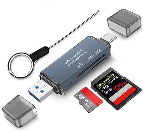 SD Kartenleser mit Dual Connector USB C - Hochgeschwindigkeits-Lesegerät für SD-Karten, TF-Karten, Kompatibel mit PCs, Tablets und Smartphones für Wildkamera
