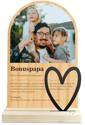 Geschenke für Bonus Papa - Definition wie im Duden Holzbild - Bonus Papa Geschenke, Bonus Papa Geburtstagsgeschenk, Gemälde, Bester Bonus Papa, Geburtstagsgeschenk für Bonus Papa personalisiert