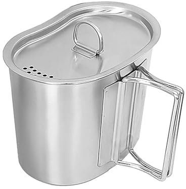 GAOINTELL Taza de camping de acero inoxidable con 700 plegable de agua taza de café con tapa utensilios de cocina al aire libre
