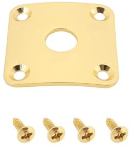 YINETTECH Square Electric Guitar Socket Cover Sheet Metal Socket Cover Plate 35x35mm Aperture 10mm with Screws Compatible with Gibson Les Paul Fits 1/4 Jack Gold
